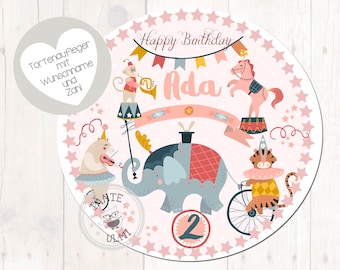 Cake topper fondente diametro 20 cm nome desiderato circo