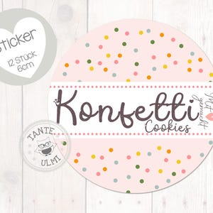 Aufkleber "Konfetti Cookies" 12 Stück  6cm