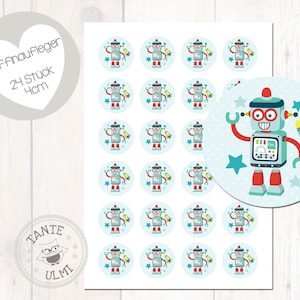 Toppers per muffin "carta commestibile o carta fondente" 4 cm 24 pezzi robot