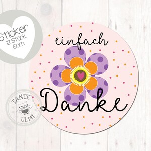 Aufkleber "einfach Danke" 12 Stück  6cm