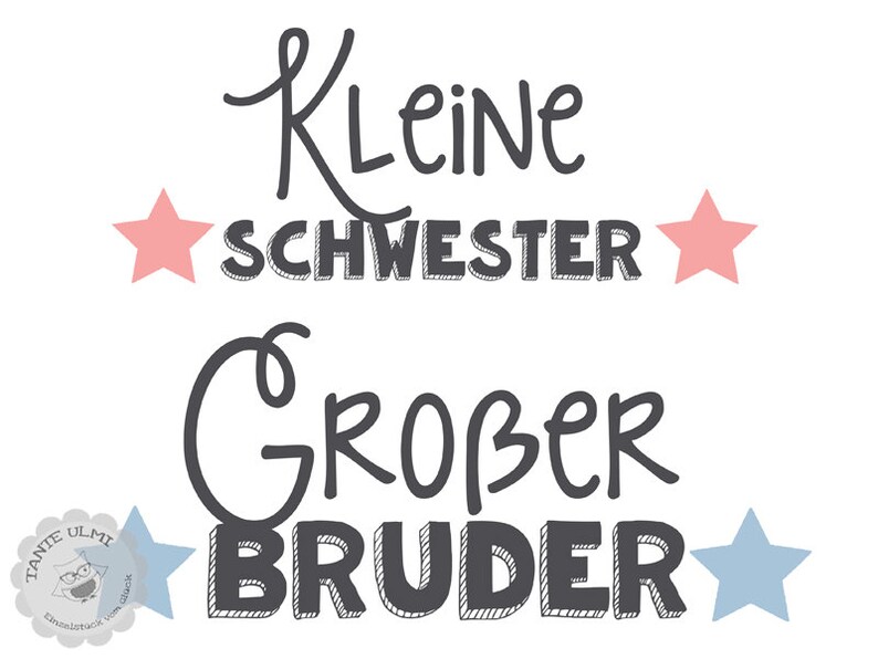 Bügelbild kleine Schwester großer Bruder Stern Etsy.de