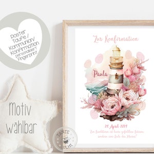 Empreinte digitale baptême/communion/naissance impression personnalisée ou PDF motif phare sélectionnable