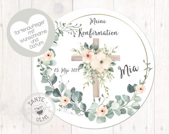 Cake topper fondant communion confirmation baptism 20 cm desired name