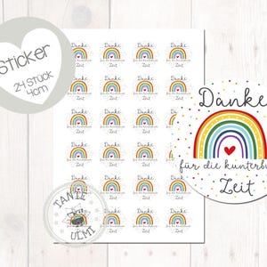 Aufkleber "Danke für die kunterbunte Zeit"   24 Stück  4cm
