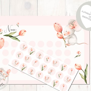 Set autocollant + 2 planches de récompense A4 petite souris