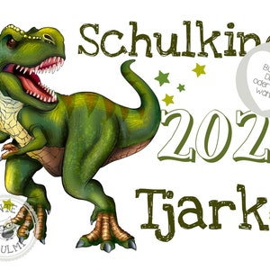 Ironing image / T-shirt / cake topper / timetable / homework book dinosaurs school child with desired name options available