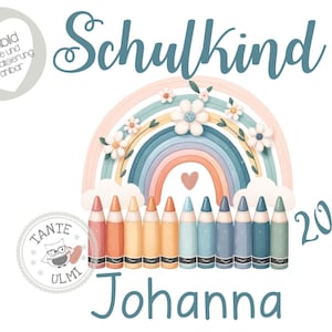 Bügelbild Schulkind Kindergartenkind 2025 mit Wunschname Schule Einschulung Kindergarten Kita Geschenk Schultüte T-Shirt