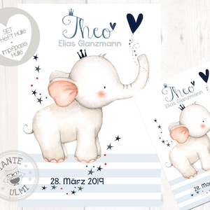 Funda para cuadernillo en U - funda para certificado de vacunación - funda para pasaporte - opciones disponibles "pequeño elefante"