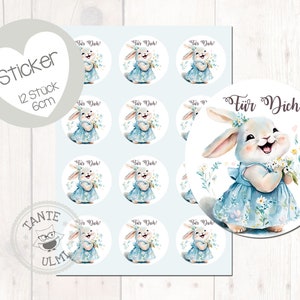 Aufkleber Für Dich Hase 12 Stück  6cm