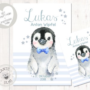 U-booklet cover - vaccination certificate cover - passport cover - options available "little penguin"