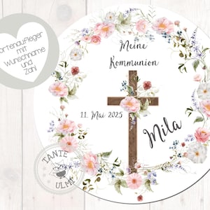 Cake topper fondant comunión confirmación bautismo 20 cm nombre deseado