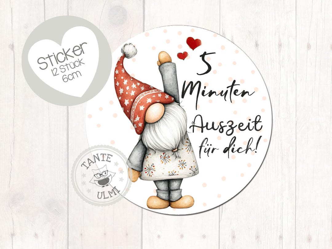 Stickers: 5 Minutes of Time Out for You, Design 2, 12 Pieces, 6 Cm ...