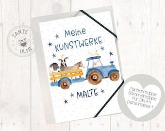 Personalisierte Zeichenmappe A4/A3 - Australische Tiermotive Mit Namen