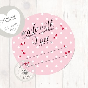 Aufkleber "made with Love"   24 Stück  4cm