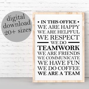 In This Office Sign, We Are A Team, Teamwork Quote, Office Quotes, Inspirational Quote For Office, Motivational Quotes, PRINTABLE Art