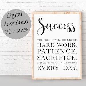 Success Poster, Inspirational Quote For Office, Cubicle Decor, Business Wall Art, Motivational Home Office Decor, PRINTABLE Wall Art