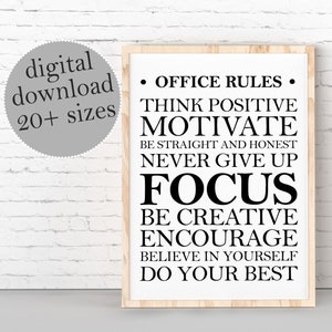 Office Rules Sign: Motivational Printable Art (Digital Download)