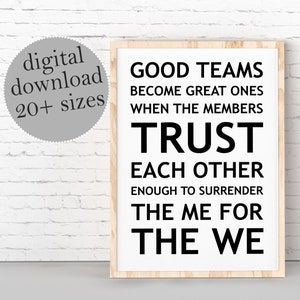 Teamwork Quote PRINTABLE, Teamwork Sayings, Office Wall Art, Business Quotes, Teamwork Large Poster, Inspirational Quote For Office