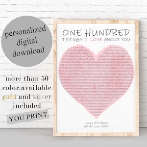 100 Reasons Why I Love You, Personalized