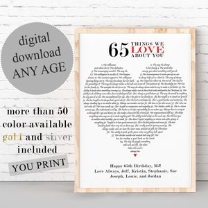 Personalized &#39;Reasons I Love You&#39; Print: Birthday Gift (Digital Download)