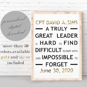 Personalized Leader Gift Printable: Retirement Office Decor (Digital Download)