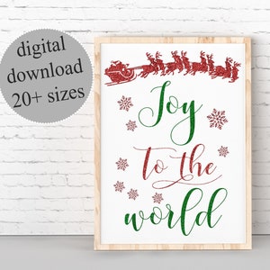 Joy To The World Christmas Print: Glitter Snowflake Sign (Digital Download)