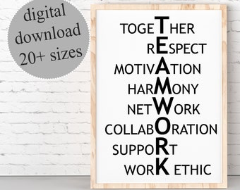 Digital Prints The secret is that TEAMWORK.. Motivational Quote Decor
