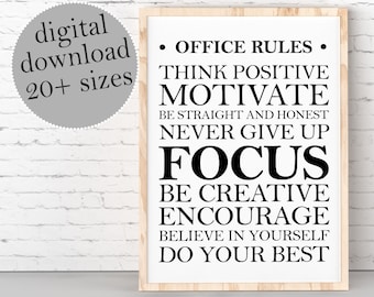 In This Office Sign, Motivational Office Rules, Quote For Office PRINTABLE, Success Quotes, Inspirational Quote For Work, Office Decor