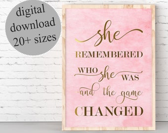 Inspirational Quote Print: Coral Pink & Gold (Digital Download)