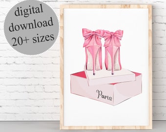 Blush Pink High Heels Fashion Print: Dressing Room Decor (Digital Download)