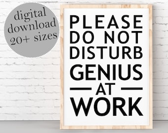 PP0002 Vintage Warning Plate Genius at work Rustic Sign Room Office Decor Gift 