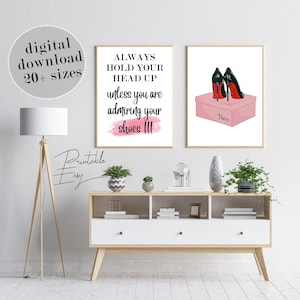 Red Bottom High Heel Fashion Print Set: Dressing Room Decor (Digital Download)