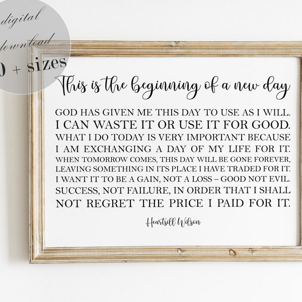 This is the Beginning of a New Day Quote Heartsill Wilson - Etsy