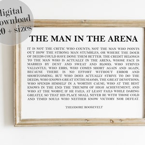 The Man In The Arena, Theodore Roosevelt Quote, Inspirational Wall Decor, PRINTABLE Wall Art, Motivational Quote, Office Decor, Dorm Decor