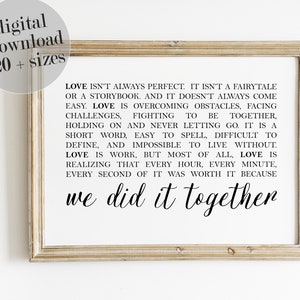 Love Isn&#39;t Perfect, Contemporary Modern Calligraphy, LARGE PRINTABLE Wall Art, Anniversary Gift, Love Wall Decor, Master Bedroom Decor