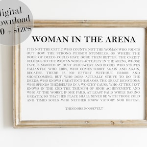 Woman In The Arena, Theodore Roosevelt Quote, Gift For Her, Inspirational Wall Decor, PRINTABLE Wall Art, Motivational Quote, Boss Lady Gift