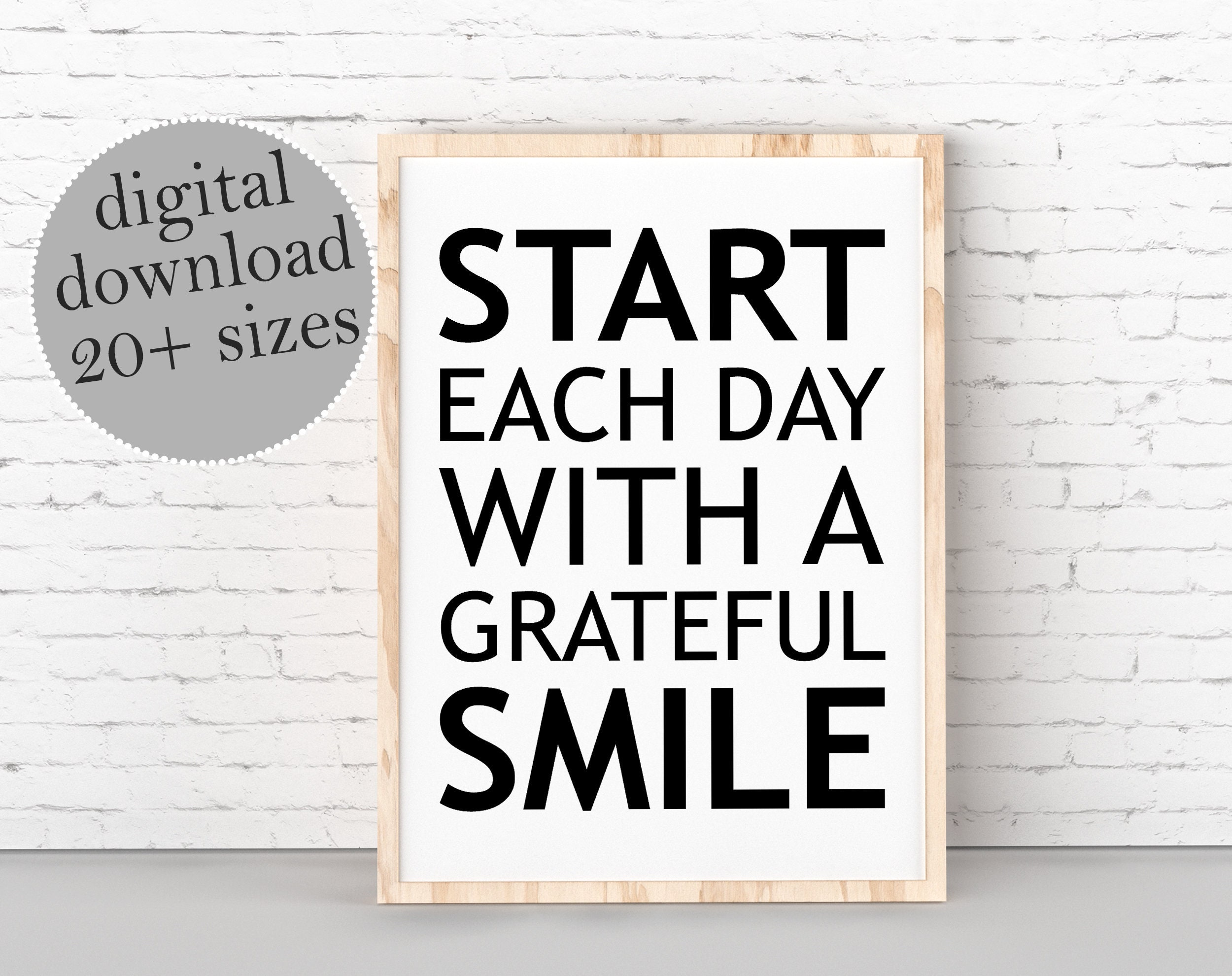 Grateful Smile Quote Print: Inspirational Wall Art (digital Download) - Etsy, image size:2500x1981
