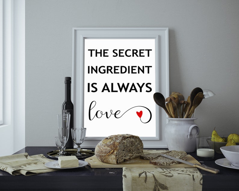 The Secret Ingredient Is Love Sign Kitchen Wall Art Kitchen Etsy