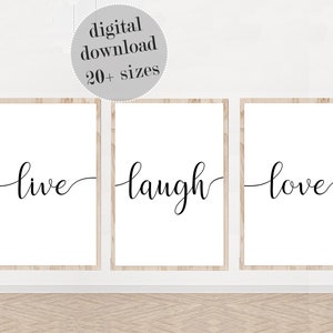 Live Laugh Love Print, Set Of 3 Prints, Living Room Decor, Bedroom Wall Art, LARGE PRINTABLE Wall Art