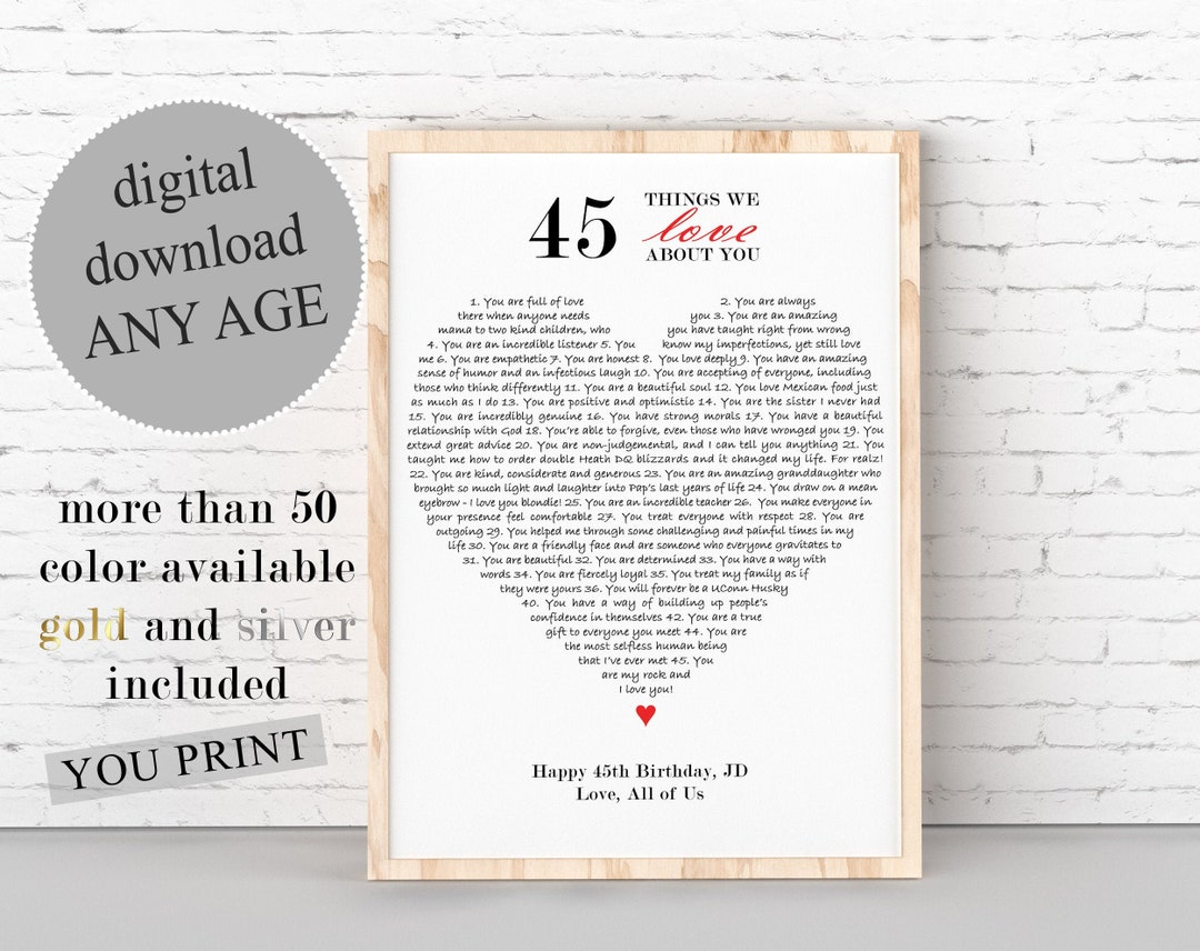 Wife's 45th hotsell birthday gift ideas