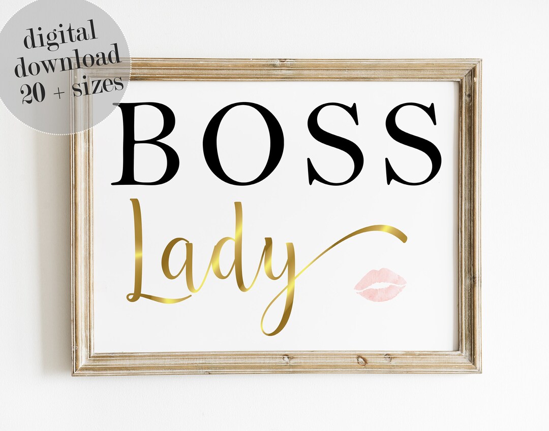 Black and Gold Wall Art, Lady Boss Sign, Girl Boss Printable, Girl Boss