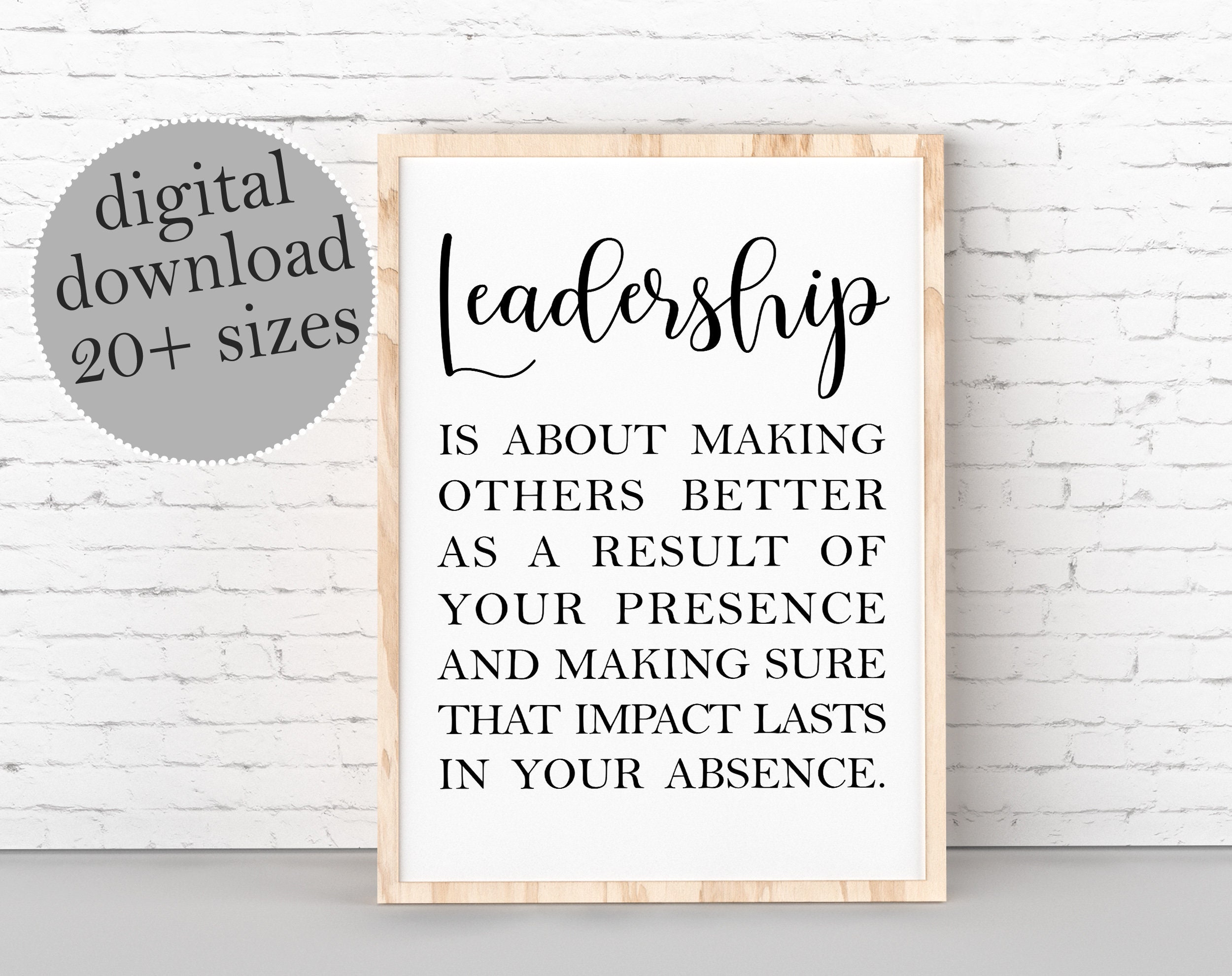 Leadership Quotes, Printable Wall Art, Office Decor, Retirement Gift, Business Quote, Inspirational Prints, Gift For Leader, Boss Gift