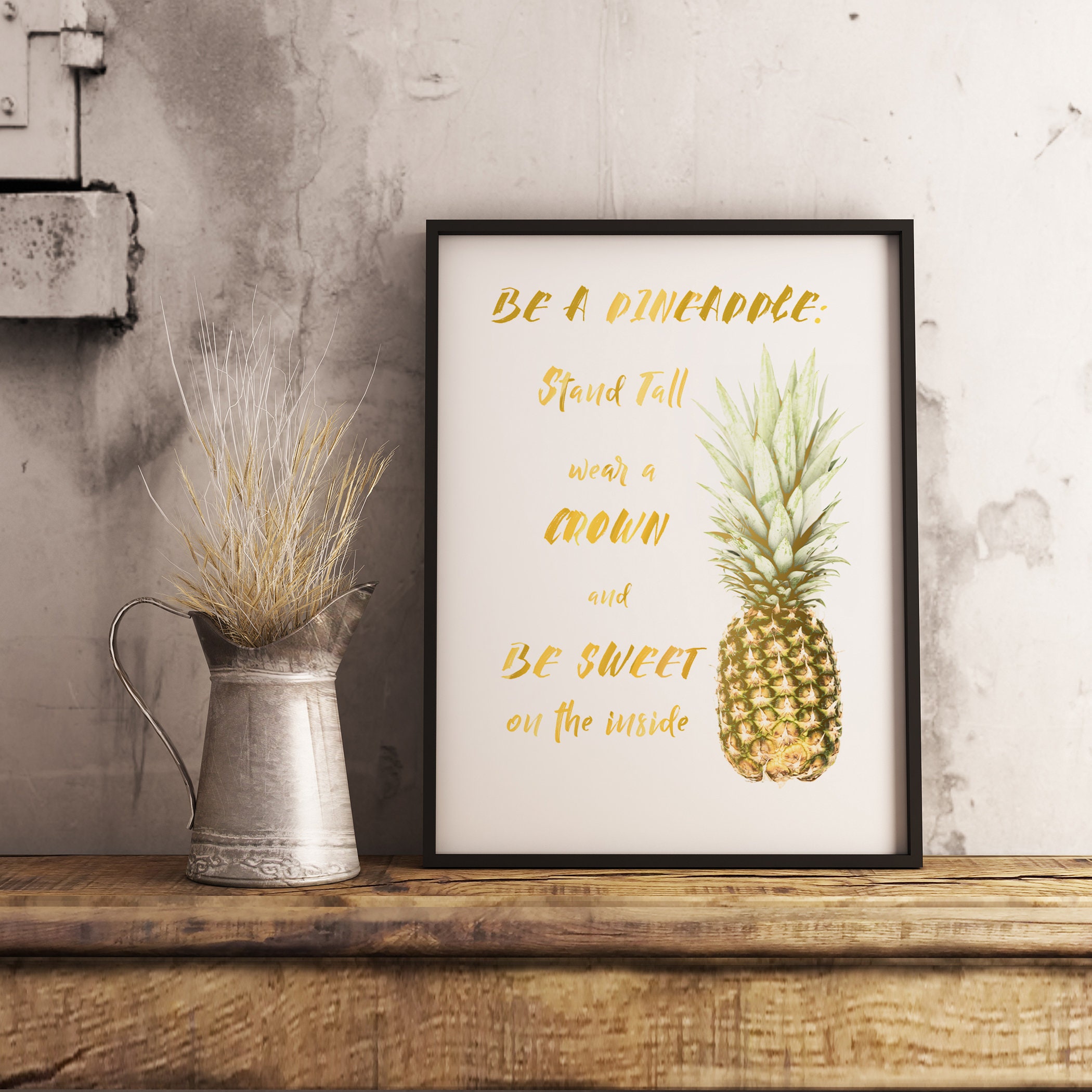 Impresión con cita inspiradora de piña: efecto dorado (descarga digital) -  Etsy México, image size:2100x2100