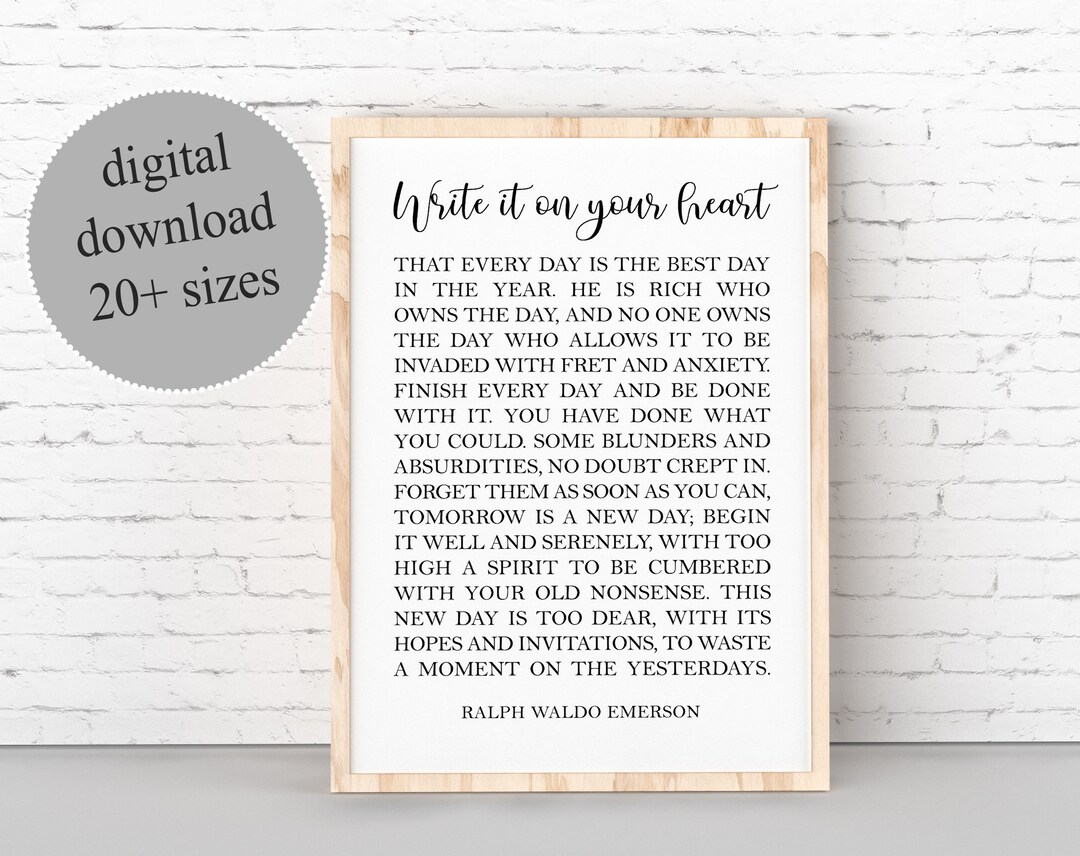 Ralph Waldo Emerson Quote Art Print: Inspirational Wall Decor (digital ...