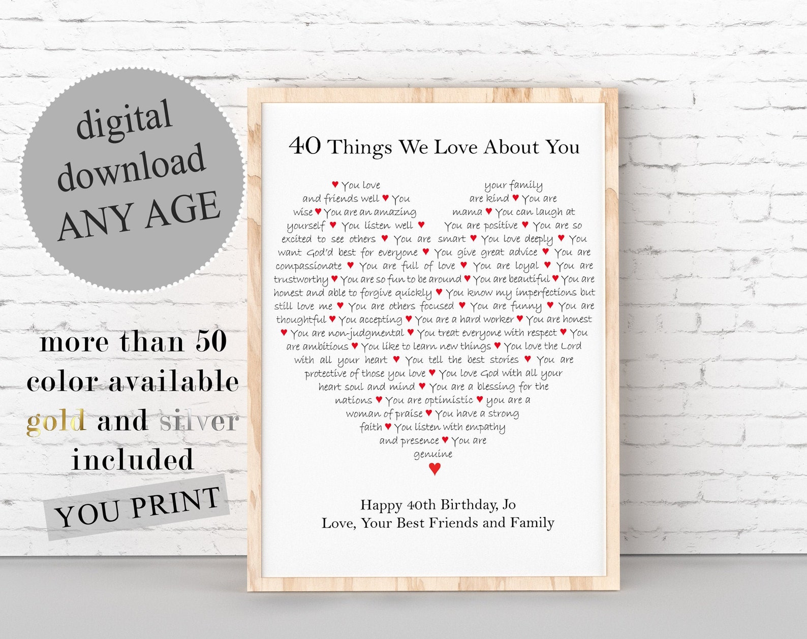 Libro Degli Ospiti 40° Compleanno – Targa In Legno 20x28 Cm Con Supporto E Pennarelli – Regalo Per 40 Anni