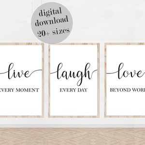 Live Laugh Love Prints: Modern Wall Art Set (Digital Download)