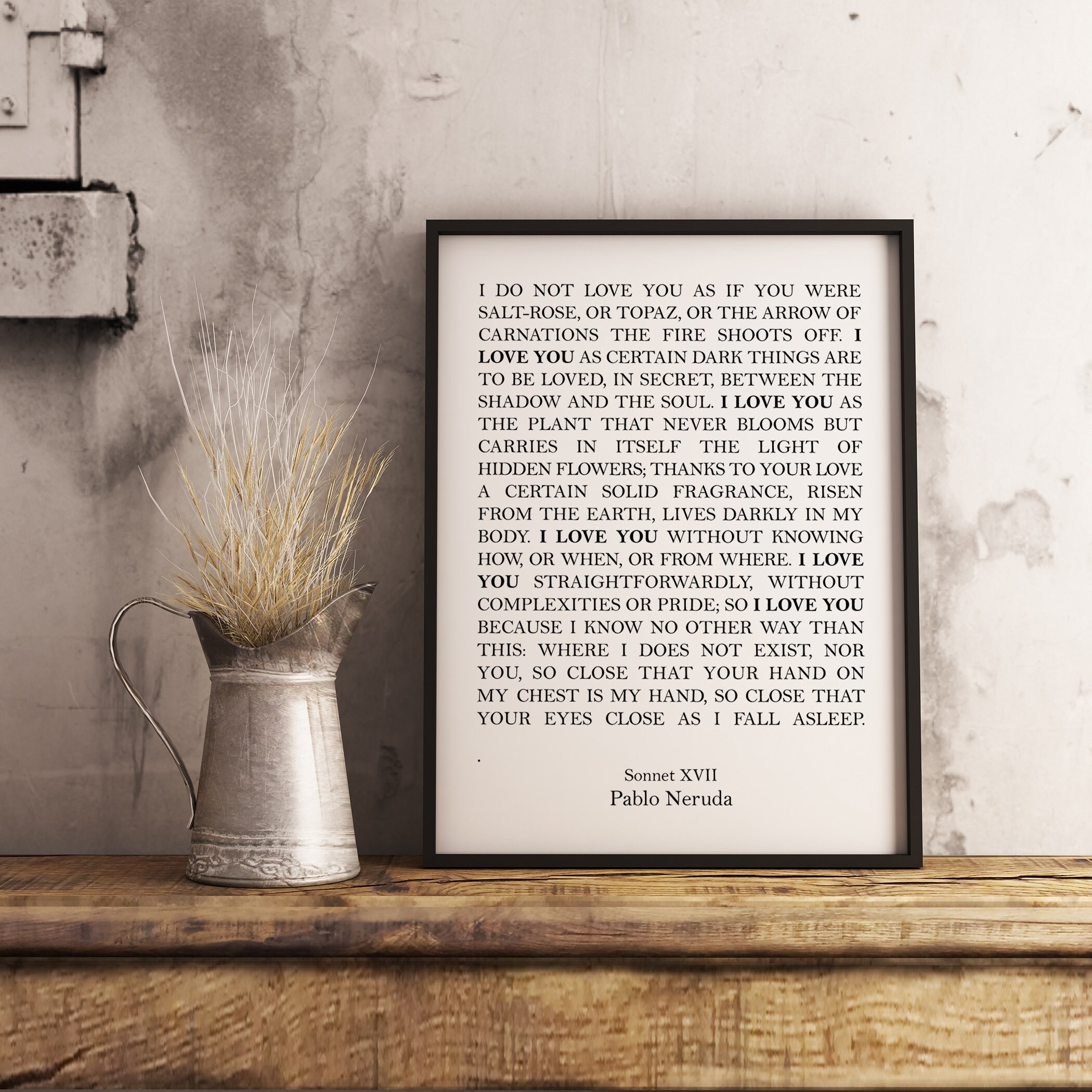 Pablo Neruda 100 Love XVII Poetry Art Print Etsy