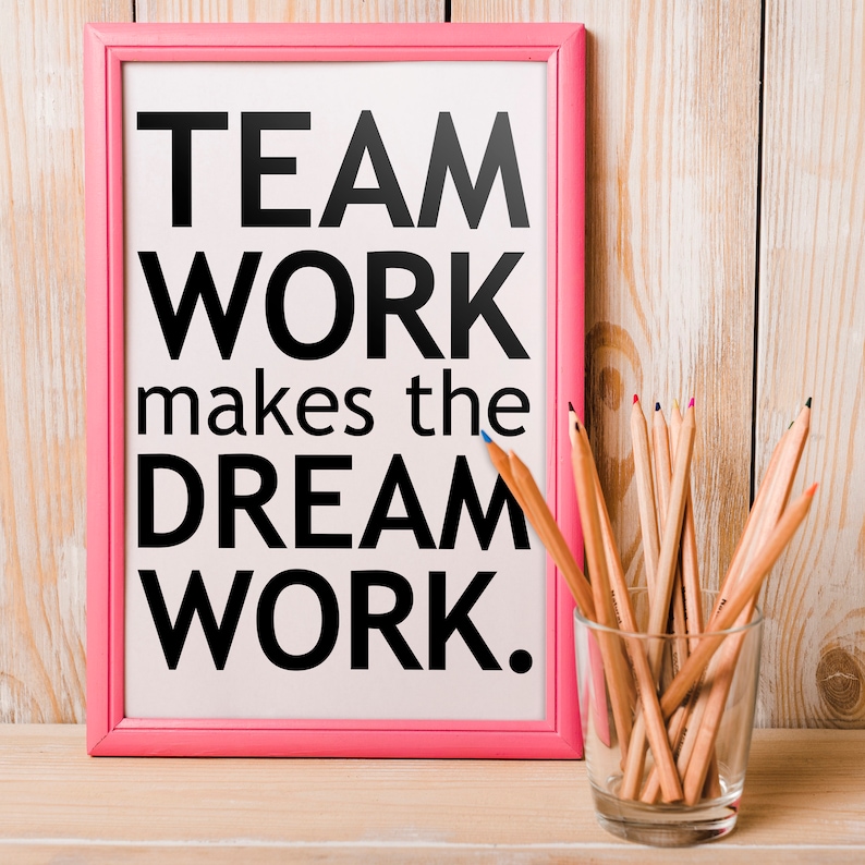 Teamwork Makes the Dream Work Wall Decal Office Poster Office | Etsy