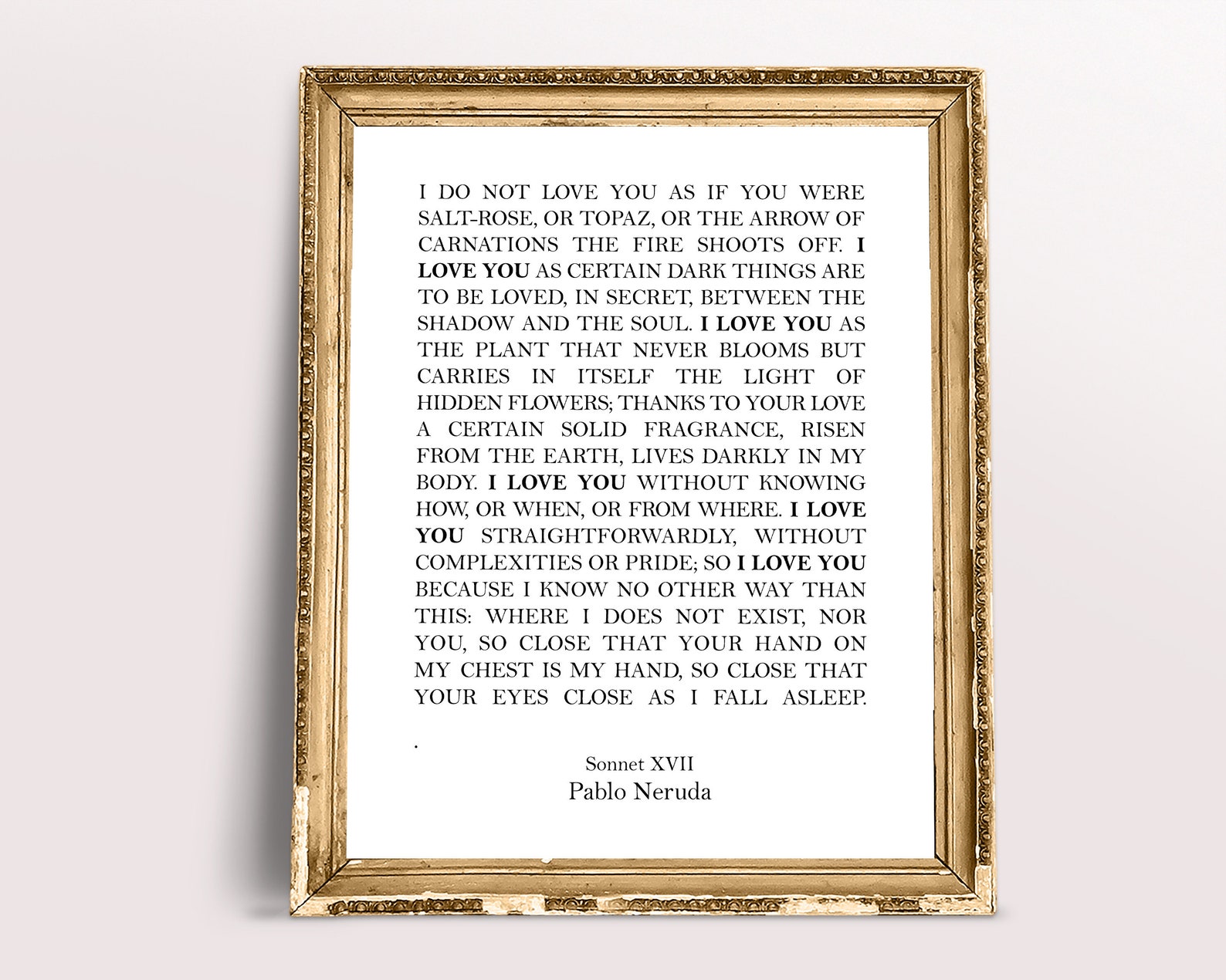 Pablo Neruda 100 Love XVII Poetry Art Print Etsy