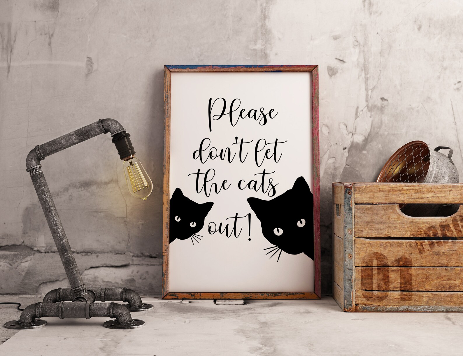 Please Don't Let the Cat Out PRINTABLE Wall Art Cat - Etsy